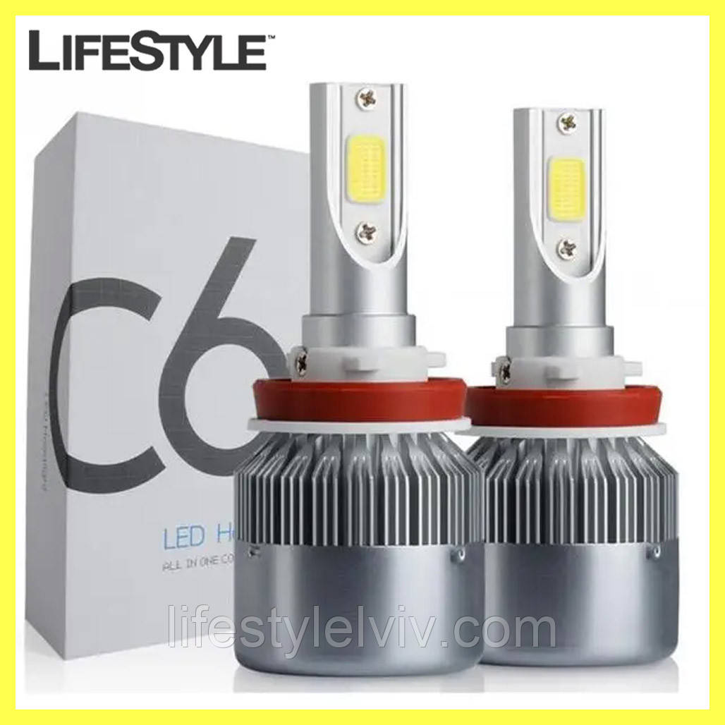 Комплект автомобільних LED ламп 2 шт C6 H11 / Світлодіодні лампи для авто 36 Вт, фото 1