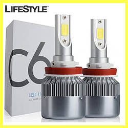 Комплект автомобільних LED ламп 2 шт C6 H11 / Світлодіодні лампи для авто 36 Вт