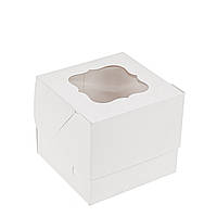 Коробка для капкейків з вікном 100х100х90 (на 1 шт), біла