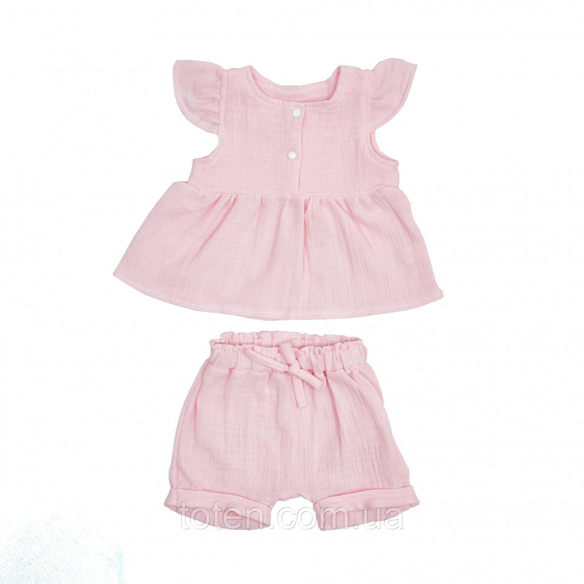 Набір для дівчинки (шорти, майка) муслін 68р, pink, рожевий