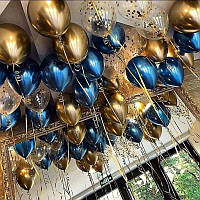 Набор 20 шаров под потолок Вираж Синий и золото