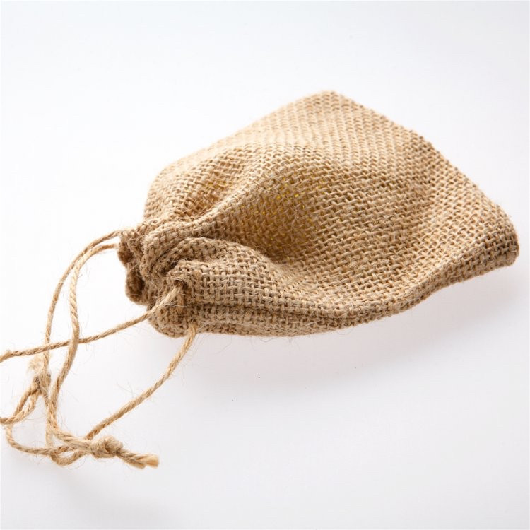 Подарунковий мішечок із мішковини на затяжках Колір натуральний, фото 1