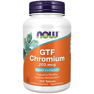 Хром-хелат Now Foods GTF Chromium 200 мкг 250 таб.