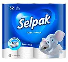 Туалетний папір тришаровий білий Selpak 32 рулонов