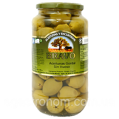 Оливки без кістки Браво Bravo 1000/500g 6шт/ящ (Код: 00-00012313)
