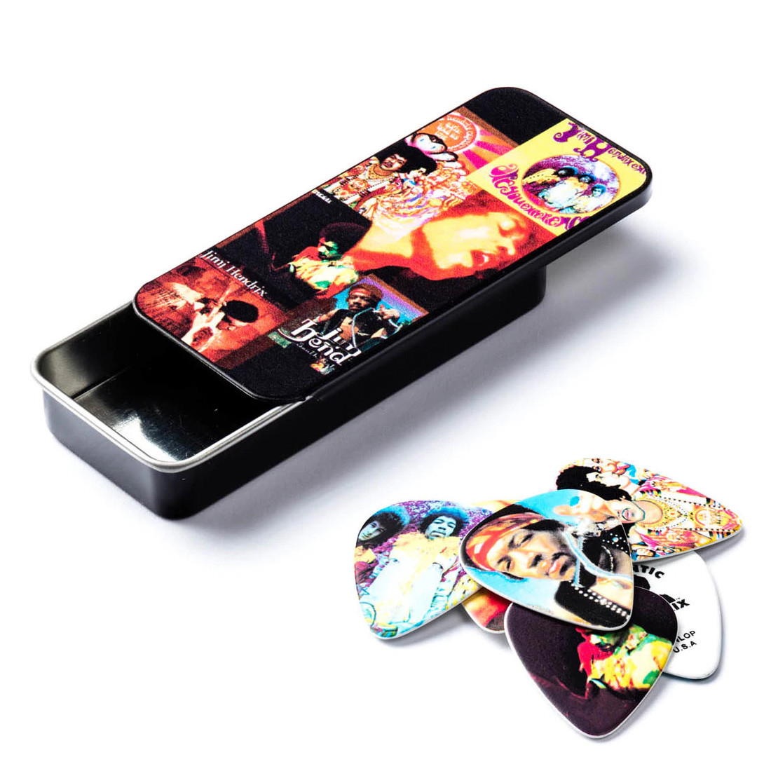 Набір медіаторів DUNLOP JIMI HENDRIX MONTAGE PICK TIN (HEAVY), фото 1