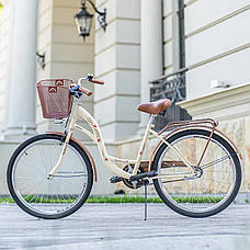 Велосипед жіночий міський VANESSA 26 Crem з кошиком, фото 6