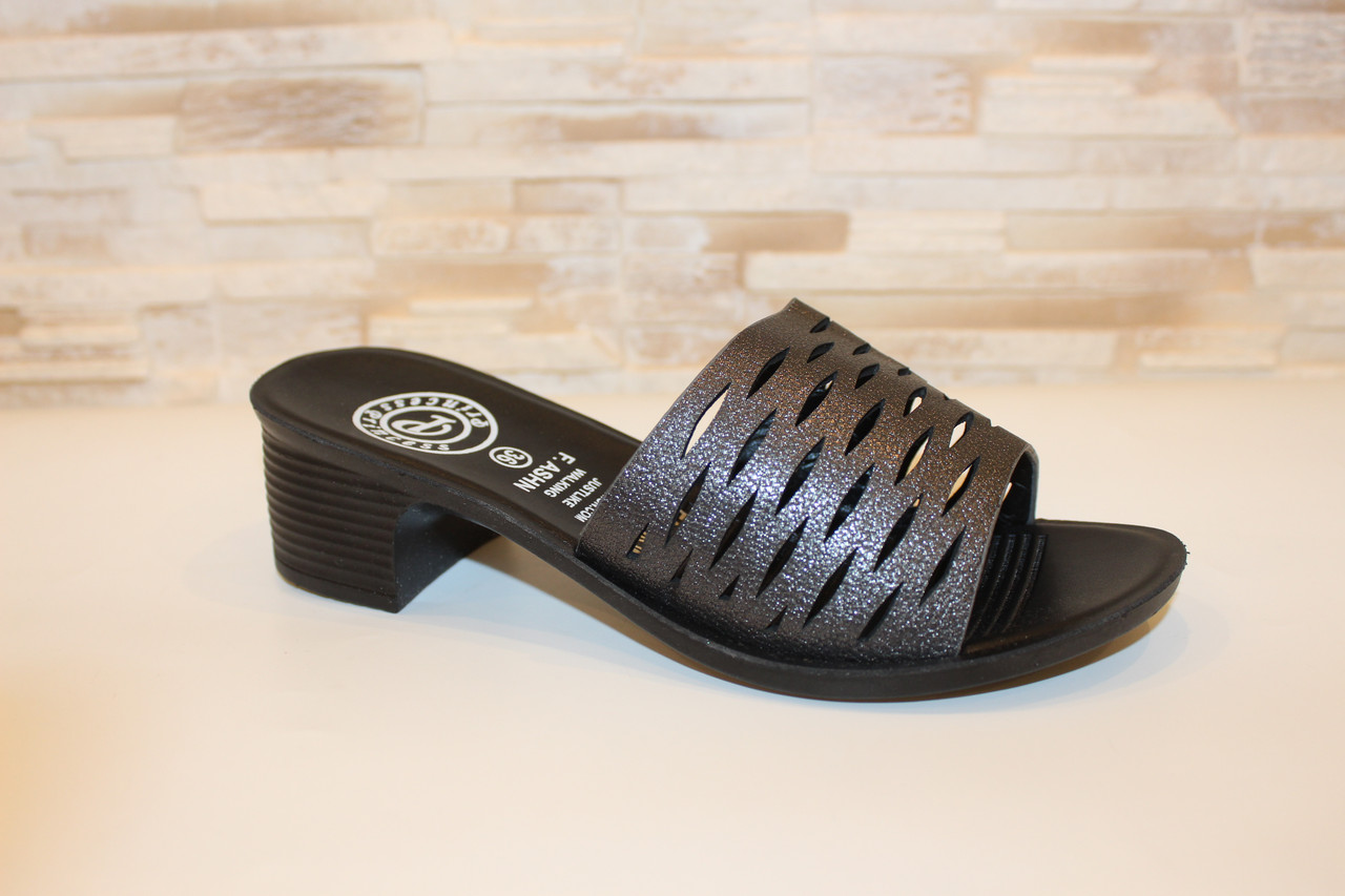 Шлепанці жіночі сірі на підборах Б1364, фото 1