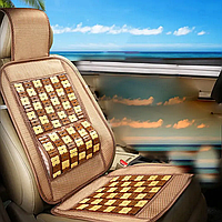 Накидка износостойкая на переднее сиденье в авто для теплоотвода бамбук бежево-кофейная