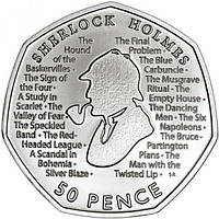 Шерлок Холмс 50 пенсів Великобританії монета