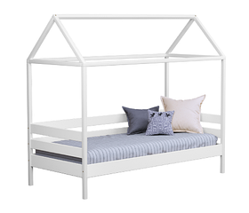 Дитяче ліжко-будиночок Estella Аммі 80х190 см біла з бортиками шатром дерев'яна колір-107