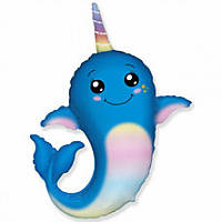 Фольгована кулька велика фігура Нарвал 88х75см Flexmetal в упаковці