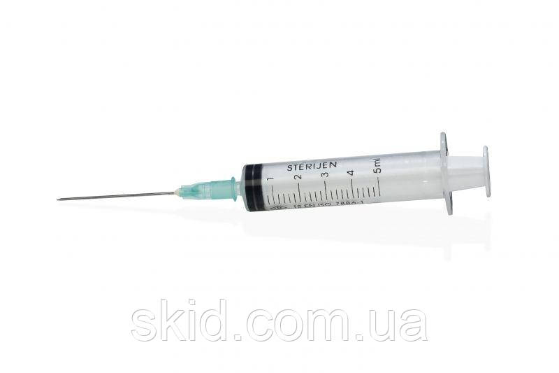 Шприц 5 мл 3-компонентний, Medicare  голка 0,7х38 мм, фото 1