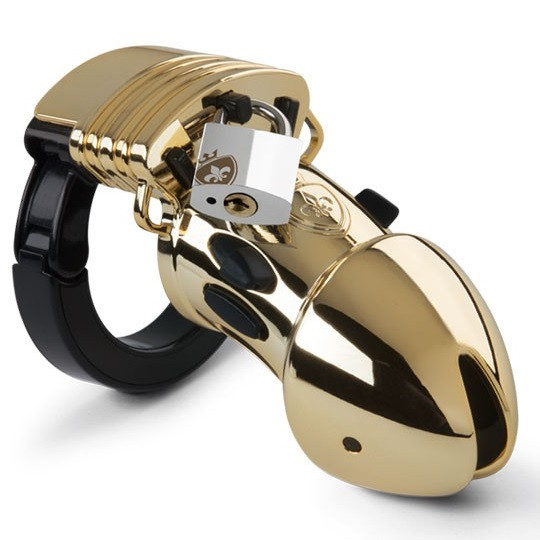 Відданість з можливістю електростимуляції Mystim Pubic Enemy No 1 Gold Edition Cock Cage, фото 1