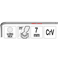 Ключ 6-гранный Г-образный 2-сторонний YATO Cr-V, М 7,0 мм, с шаровым наконечником, 34 х 150 мм