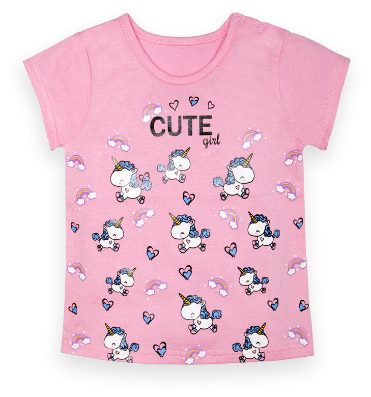 Дитяча футболка для дівчинки FT-222-7\1 на зростання 86 рожевий (13137)