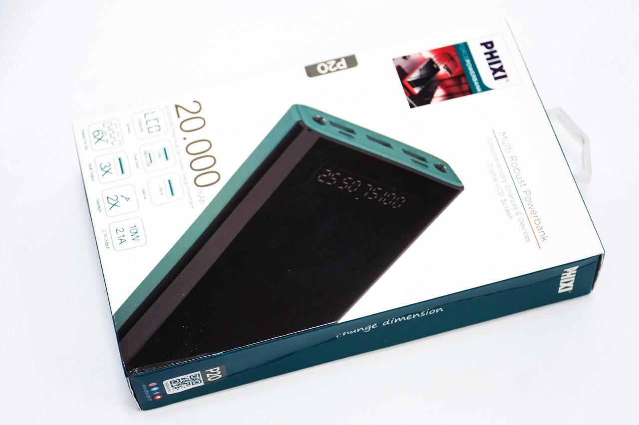 Power Bank 20000 mAh PHIXI P20 (USB, Micro USB, Type-C, Lightning)