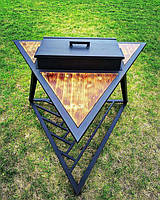 Мангал-треуголка на 8 шампуров с деревянной вставкой