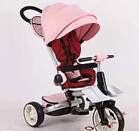 Трехколесный детский велосипед-коляска, складной Crosser MODI T-600 ROSA EVA с поворотным сидением Розовый