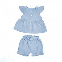 Набір для дівчинки (шорти, майка) муслін 62р, blue, блакитний