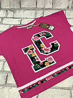 Женская широкая футболка розовая Lee Cooper (оригинал), размер S 42 44 цветочный принт натуральная хлопок