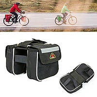 Велосумка на раму байкпакинг WolFBase TQ-2602S Чорная двухсторонняя сумка для велосипеда на раму (TL)