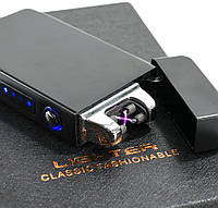 Электродуговая плазменная зажигалка, ZGP 19, Черная Глянец (4579), аккумуляторная импульсная от USB (TI)