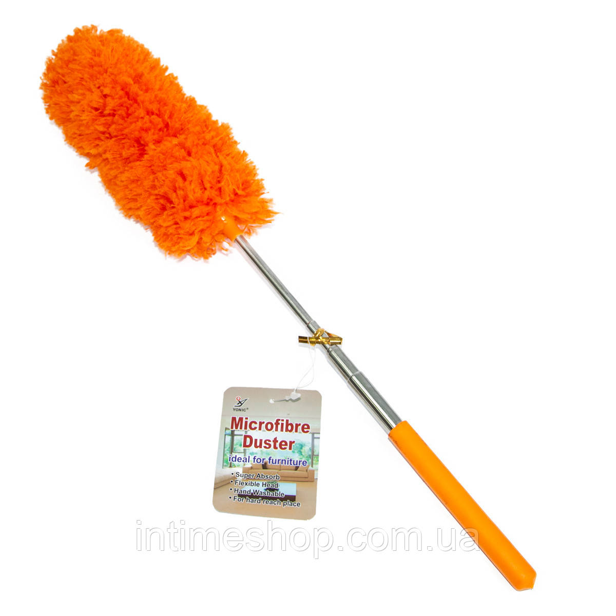 Пипидастр для смахивания пыли Microfibre Duster 33-80 см оранжевый, метелка для сбора пыли (TI) - фото 3 - id-p1498944482