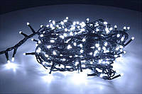 Новогодняя гирлянда белая холодная 300 Led лампочек, 13 метров, Черный кабель, светодиодная гирлянда (GK)