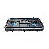 Газова плита таганок настільна Domotec MS-6603 3 конфорки Black (SH018969), фото 3
