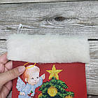 D-3182пч Новорічні ангелята набір для вишивання бісером новорічного чобітка, фото 6