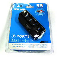 Концентратор USB3.0 Lapara LА-USB305 Black, 4 порта с БП 2А