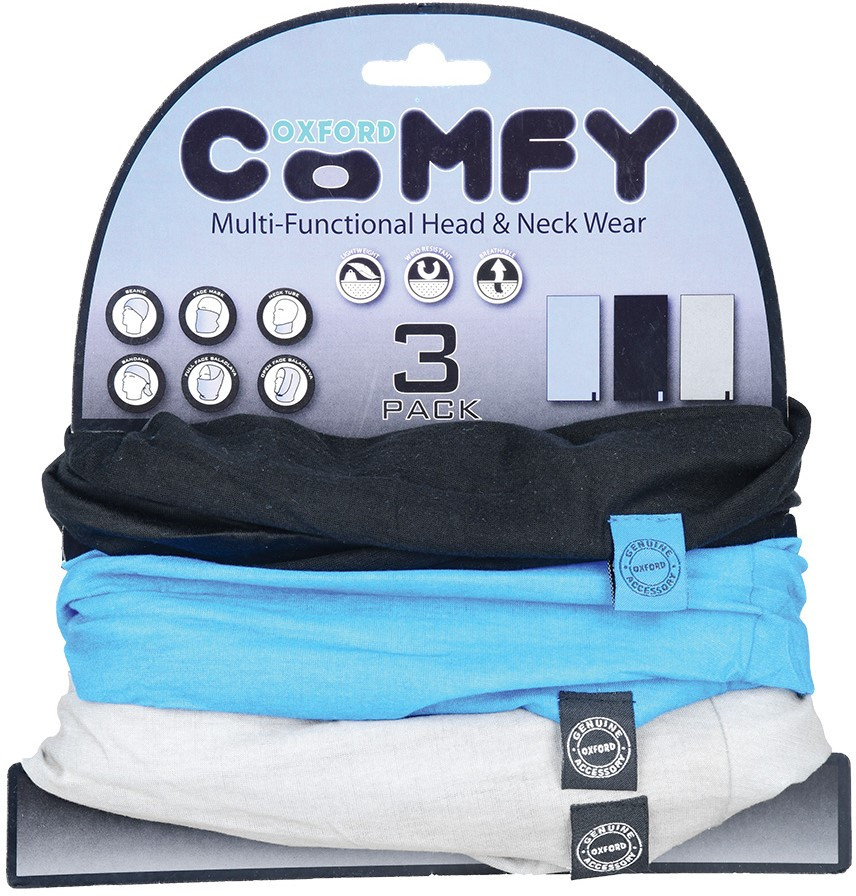 Набір баффів Oxford Comfy блакитний/чорний/сірий, 3шт