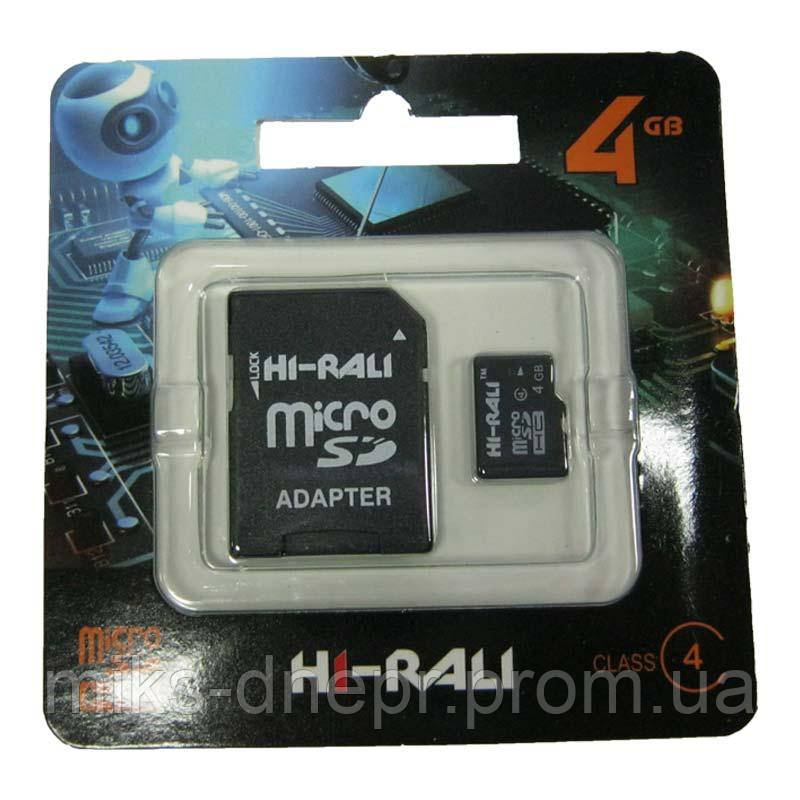 Карта Памяти Micro-SDHC 4Gb Hi-Rali Class 4 + Адаптер SD — Купить ...