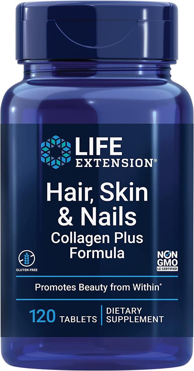 Life Extension Hair, Skin&Nails Collagen / Пептиди колагену для волосся, шкіри та нігтів 120 таблеток