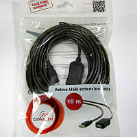 Кабель удлинитель USB Cablexpert активный UAE-01-10m; USB2.0; AM/AF,черный