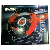 Ігрове кермо Sven GC-W400, vibro, 10кнопок, 2osи, 8-міз.джойстик (з педалями)