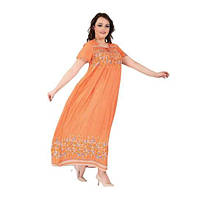 Турецкое оранжевое длинное платье в пол из штапеля батал 56-58 Merve Moda 444