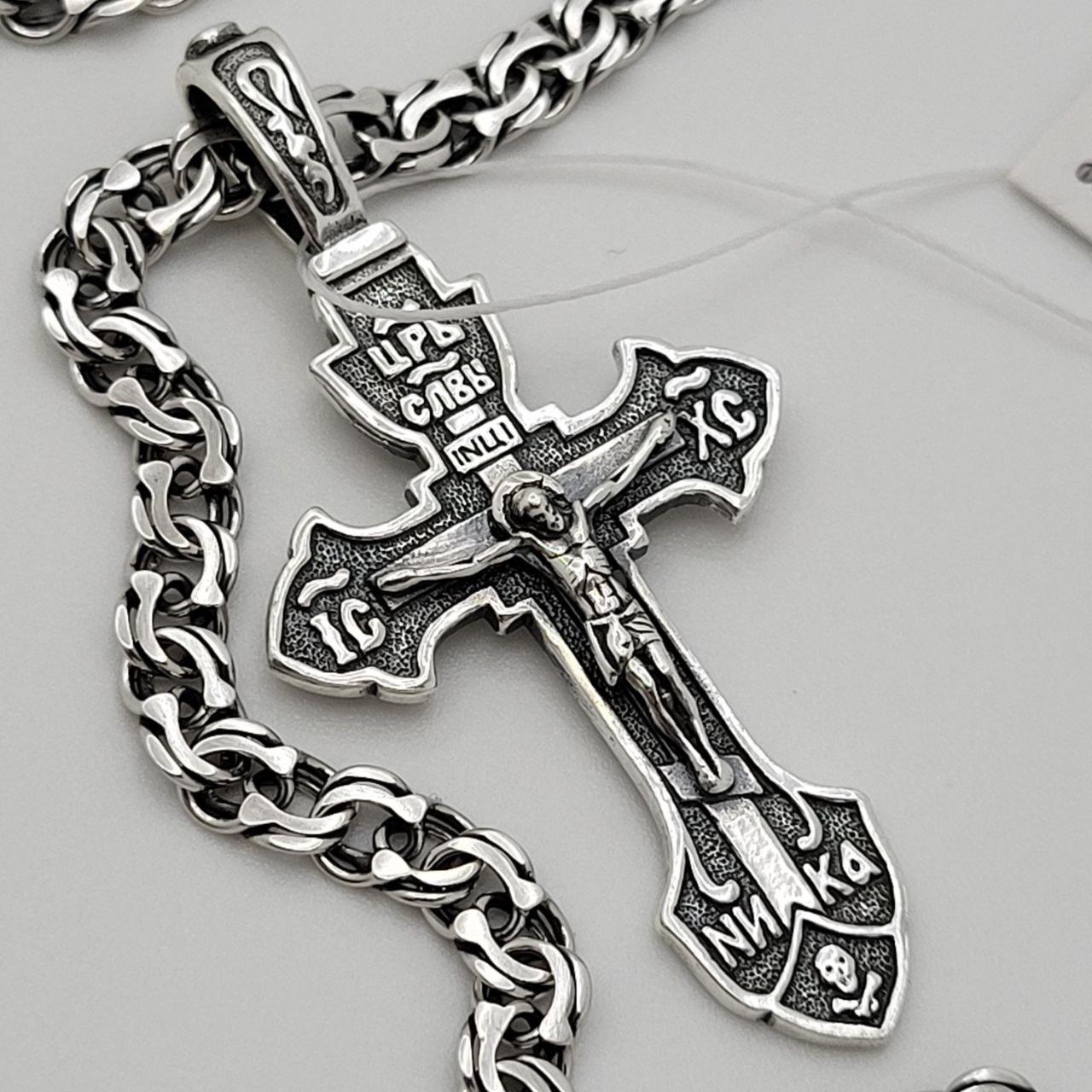 Срібний ланцюжок із хрестиком на шию Срібло 925 проби комплект