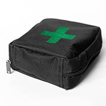 Тактична аптечка, підвісна аптечка, військова аптечка з тканини. Колір: чорний з зеленою нановкою, фото 2