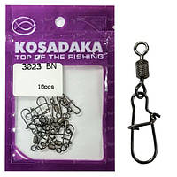 Вертлюжок с застежкой Kosadaka Impressed Rolling swivel nice snap 3023-08 10шт