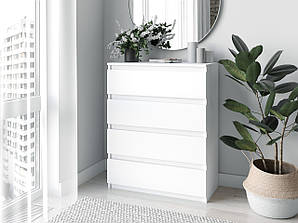 Комод на 4 шухляди з фасадами без ручок Ш803*В998*Г402 білий