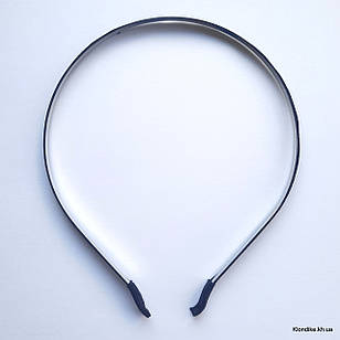 Обруч для Волос, Плоський, Металл, Чорний, с Репсовой стрічкою, 5мм, 1 шт.