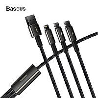 Кабель для зарядки Baseus USB на Lightning+MicroUSB+Type-C 3.5A Fast Charging Data Cable 1.5м (черный)