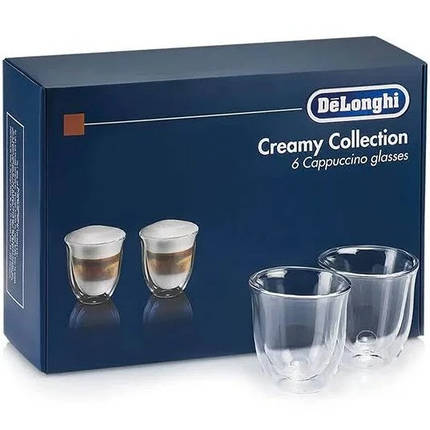 Подарунковий набір кавових склянок Delonghi cappucchino 190мл 6 шт. (5513296661) Оригінал з подвійними стінками., фото 1