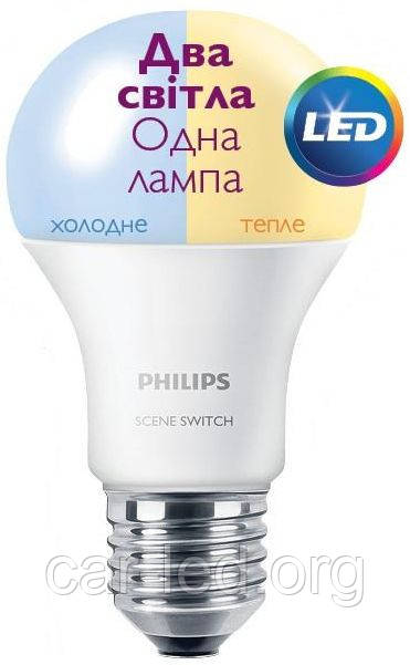 Лампа светодиодная Philips LED Scene Switch E27 9.5-60W 3000K/6500K 230V A60