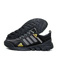 Мужские кожаные кроссовки Adidas Terrex Black, мужские демисезонные повседневные кроссовки, мужская обувь лето