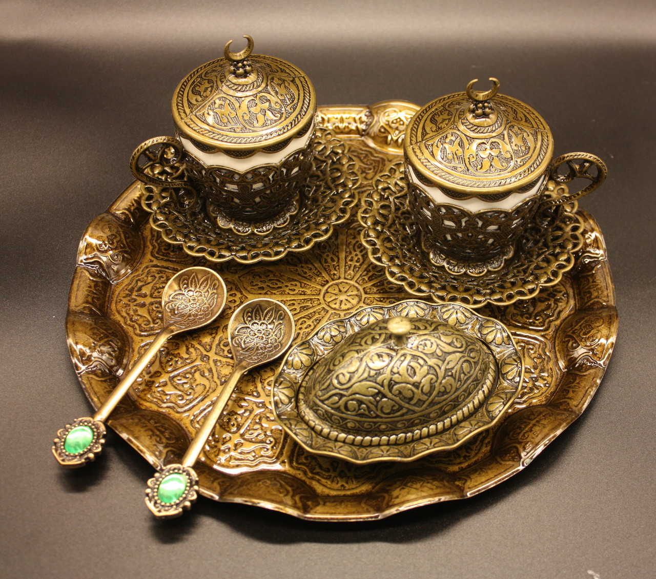 Турецкий набор #43 для кофе чашки 110 мл демитас на круглом подносе ...