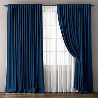 Однотонная ткань для штор микровелюр Fonluk цвет синий. Синяя ткань для штор и портьер