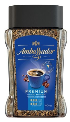 Кофе растворимый Ambassador Premium , 190 гр - фото 1 - id-p700468362
